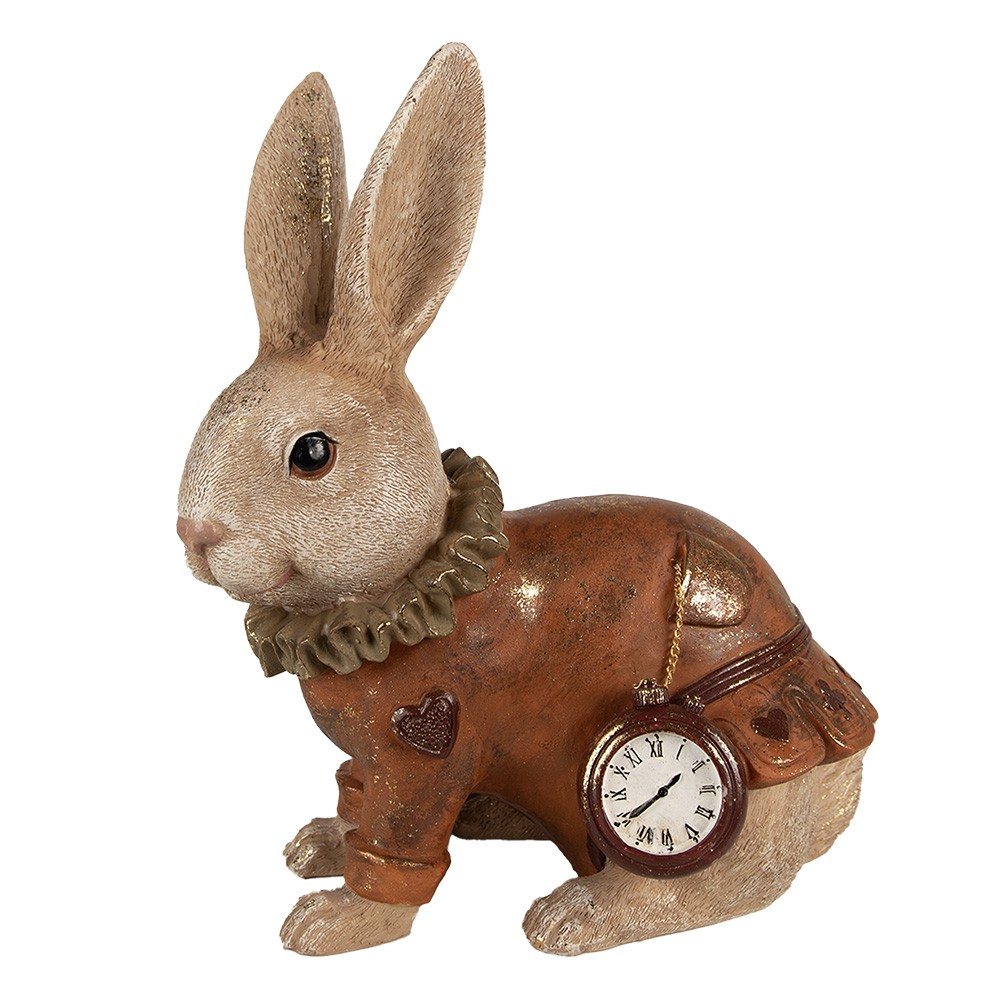 Dekorace králík v kabátku a s hodinkami - 27*17*29 cm Clayre & Eef