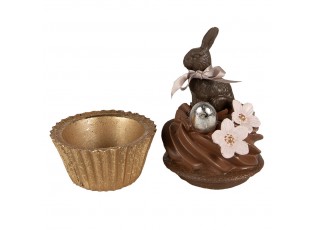 Hnědá čokoládová dekorace socha králík Cupcake - Ø 9*16 cm