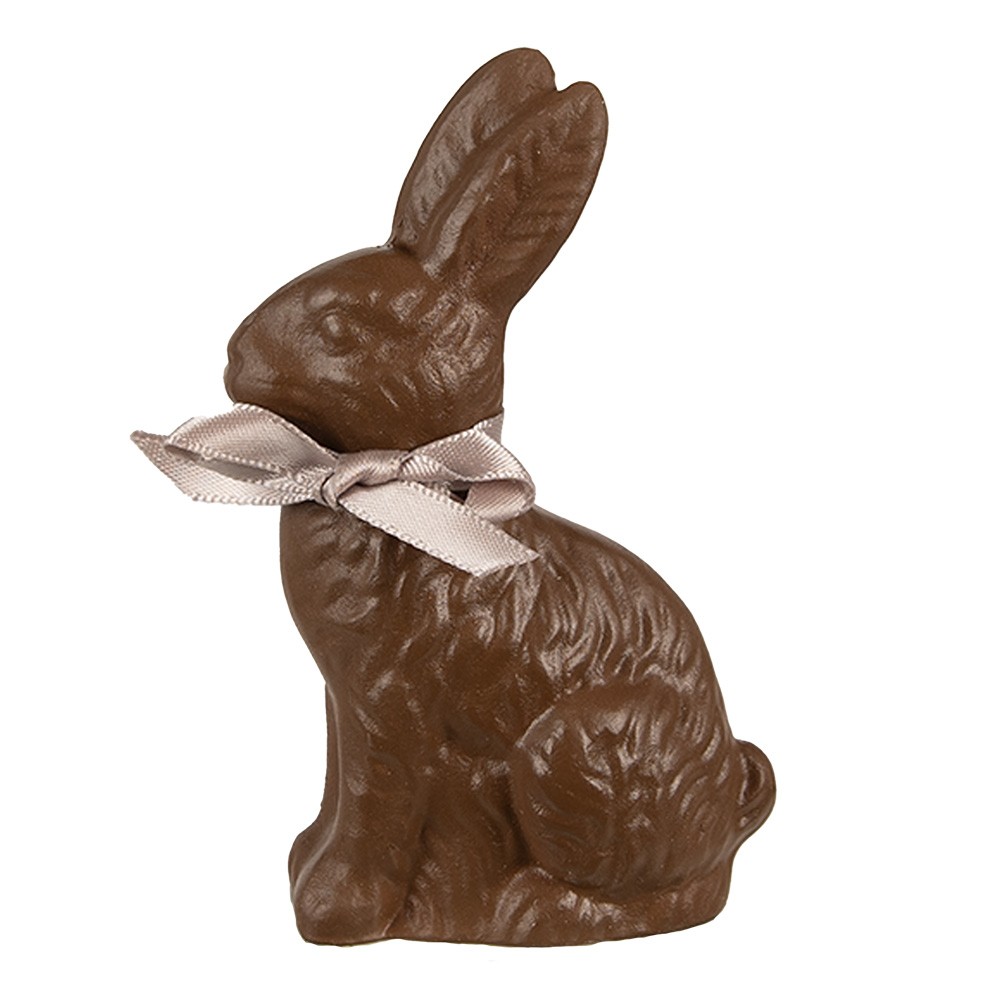 Hnědá čokoládová dekorace socha Králík - 7*4*10 cm Clayre & Eef