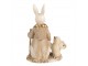Dekorace béžový králíček s ptáčkem - 11*8*15 cm