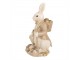 Dekorace béžový králíček s ptáčkem - 11*8*15 cm