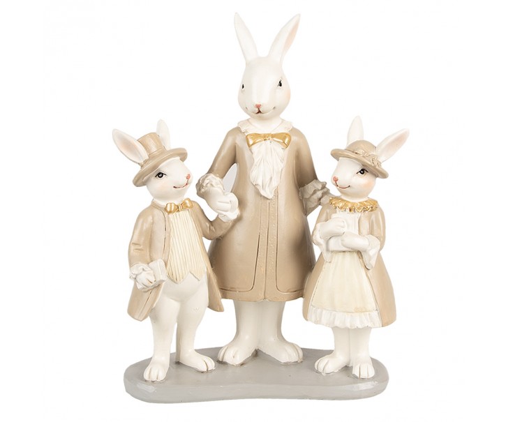 Dekorace béžová králičí mamka s králíčky - 16*8*21 cm