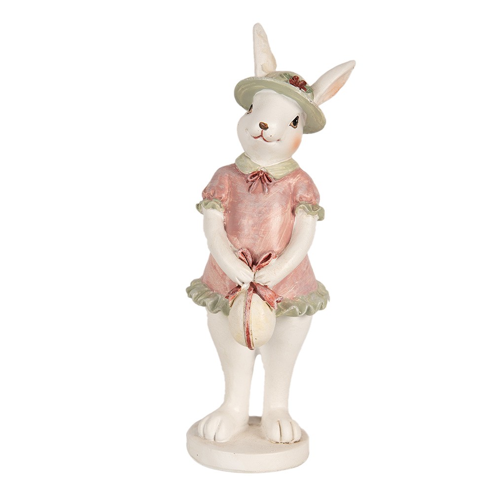 Dekorace králičí slečna v růžových šatech - 5*5*15 cm 6PR4997
