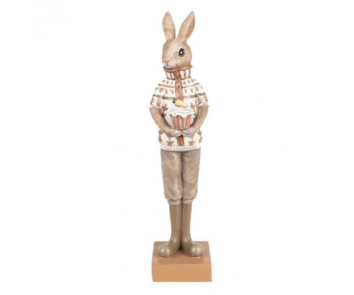 Dekorace králík ve svetříku s dortíkem - 7*7*28 cm