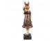 Dekorace králičí slečna v hnědých šatech s dortíkem - 9*8*28 cm