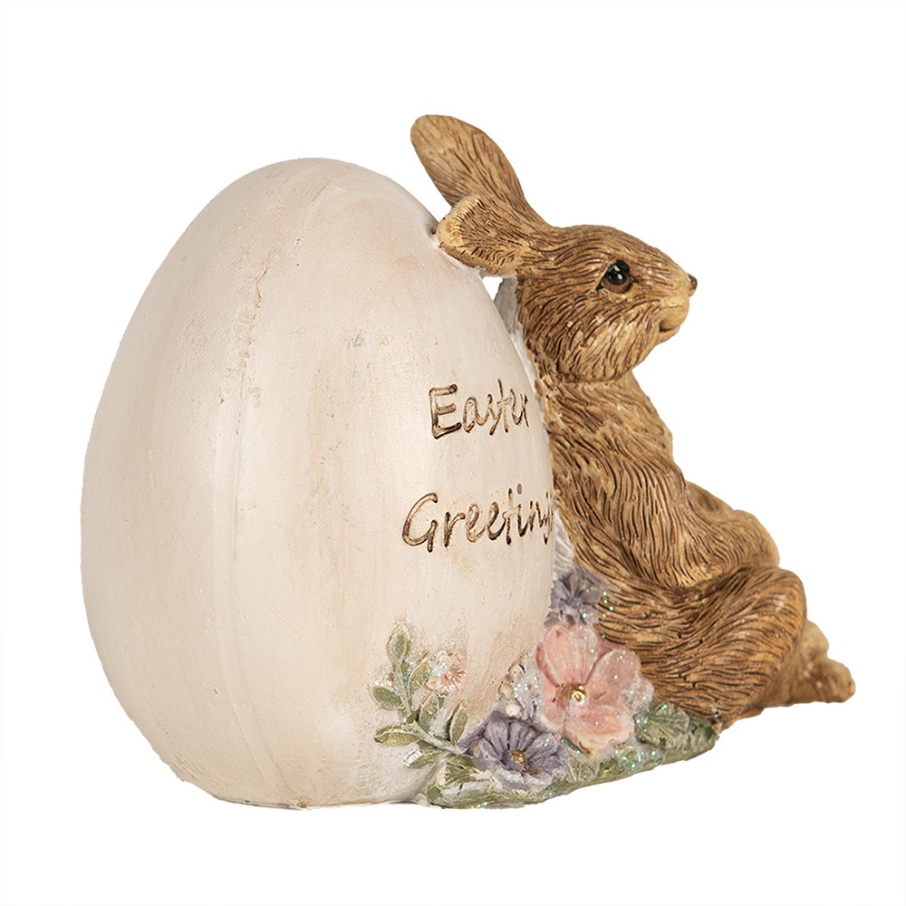 Dekorace socha králík s vajíčkem Easter Greetings - 12*7*9 cm