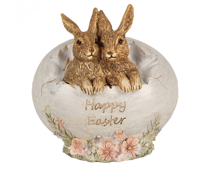 Dekorace socha králíci ve vajíčku Happy Easter - 11*9*11 cm