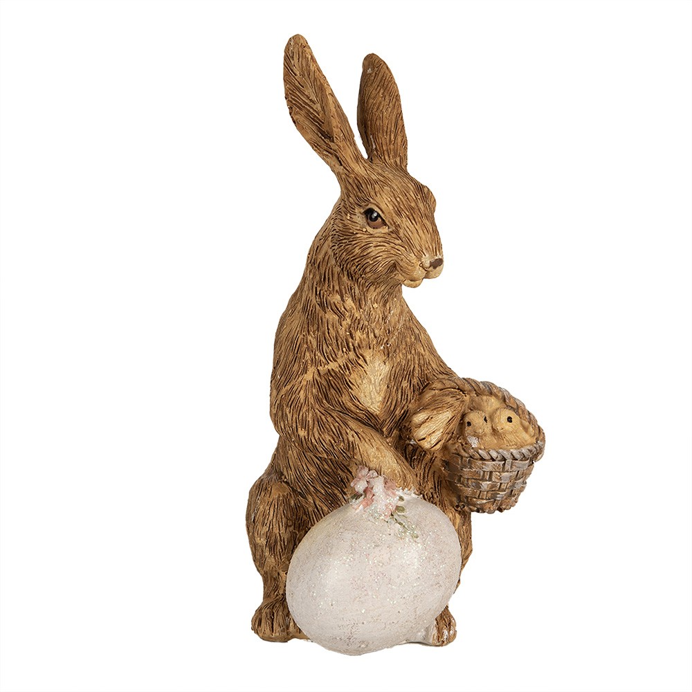 Dekorace socha králík s vajíčkem a kuřátky - 9*7*14 cm Clayre & Eef
