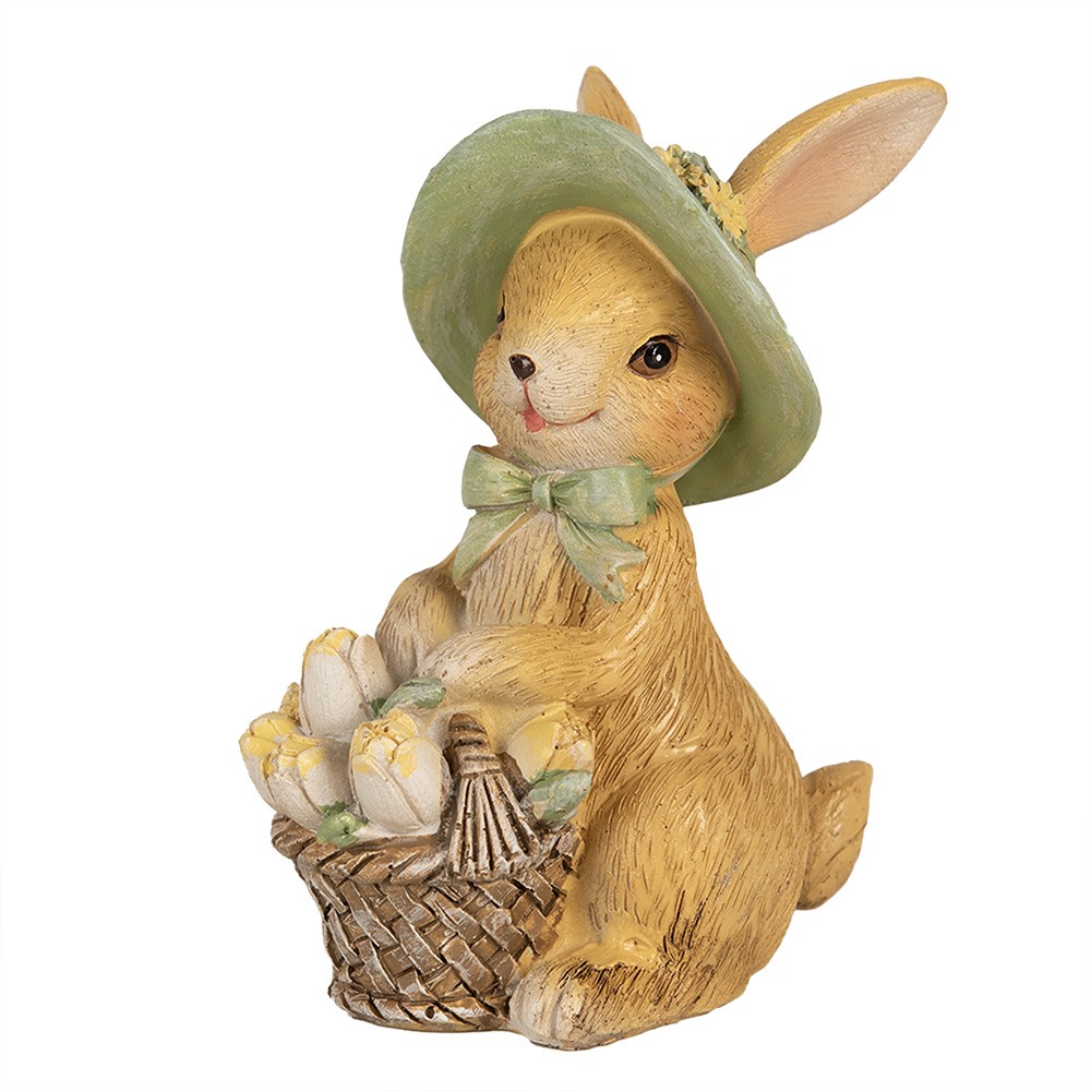 Dekorace velikonoční králíček s košíčkem - 8*6*11 cm Clayre & Eef