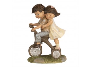 Dekorace děvčátko s chlapcem na tříkolce - 10*6*14 cm