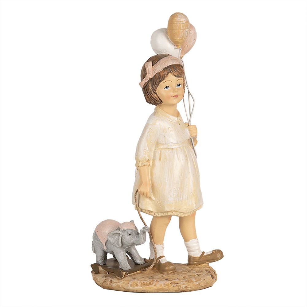 Levně Dekorace děvčátko s balónky a sloníkem - 9*6*18 cm 6PR5031