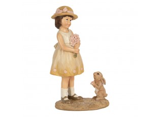 Dekorace děvčátko s kytičkou a králíčkem - 9*6*15 cm