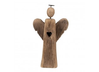 Dekorace dřevěný anděl Antique se srdíčkem - 8*3*13 cm