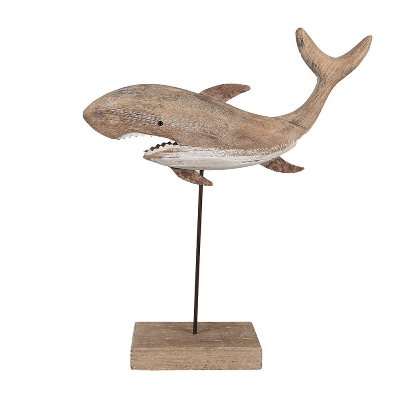 Levně Dřevěná dekorativní soška žralok Shark na podstavci Nauticco - 34*8*39 cm 6H2354
