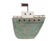 Zelená dřevěná dekorace loď - 21*7*23 cm