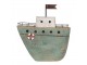 Zelená dřevěná dekorace loď - 21*7*23 cm