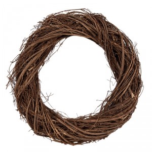 Přírodní hnědý proutěný věnec Woodly M - Ø 35*6 cm