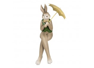 Dekorace králíček v zelené vestě s paraplíčkem - 22*15*43 cm
