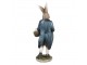 Dekorace králíček v modrém kabátě s košíkem vajíček - 9*7*25 cm