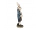 Dekorace králíček v modrém kabátě s košíkem vajíček - 9*7*25 cm
