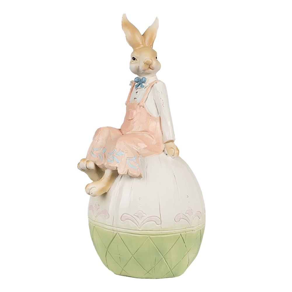 Dekorace králičí slečna sedící na vajíčku - 13*11*24 cm Clayre & Eef