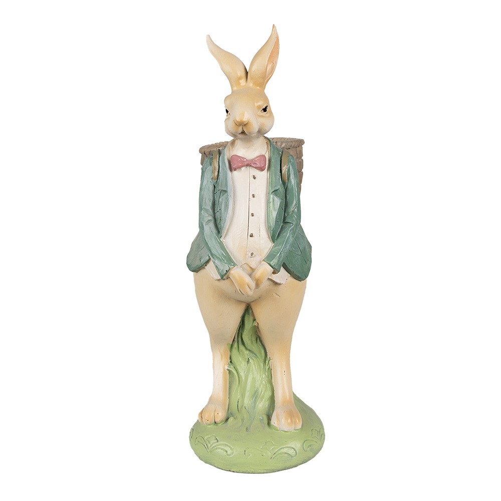 Dekorace králičí kluk v modrém saku s nůší - 11*11*30 cm