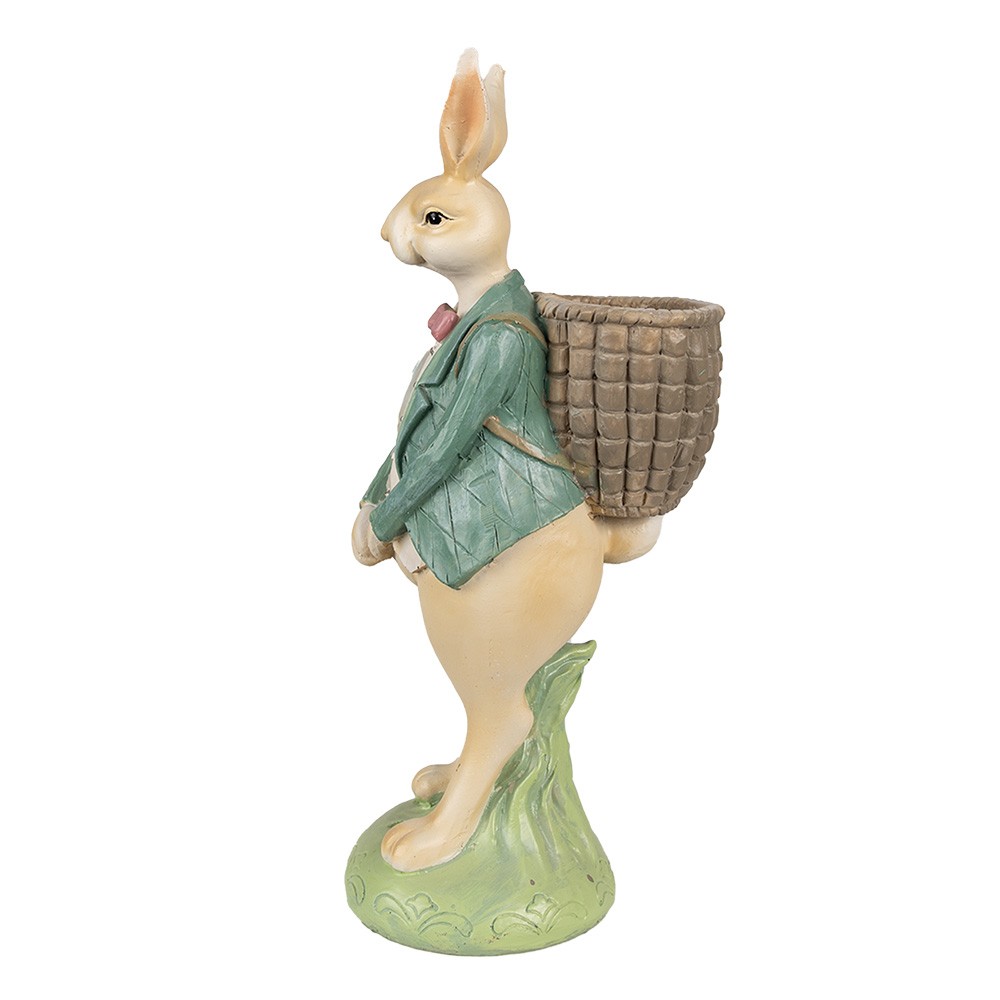 Dekorace králičí kluk v modrém saku s nůší - 11*11*30 cm