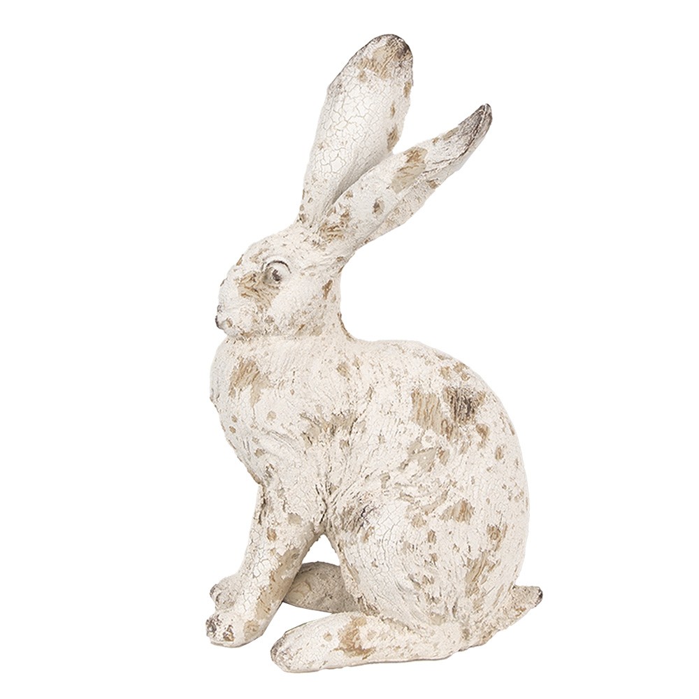 Dekorace béžový antik zajíc s patinou - 13*8*22 cm Clayre & Eef