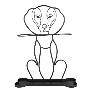 Černý antik kovový stojan na deštníky ve tvaru psa Dog Black - 46*15*58 cm