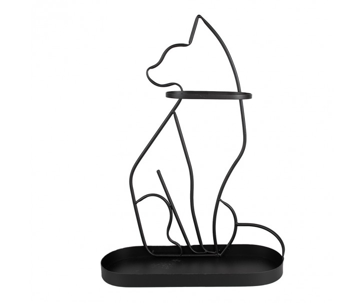 Černý antik kovový stojan na deštníky ve tvaru kočky Cat Black - 42*16*59 cm