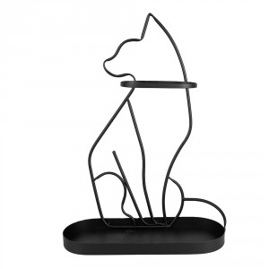 Černý antik kovový stojan na deštníky ve tvaru kočky Cat Black - 42*16*59 cm