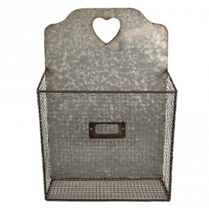 Zinkový antik nástěnný držák na časopis - 25*10*38 cm