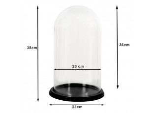 Černý dřevěný kulatý podnos se skleněným poklopem - Ø 23*36 cm