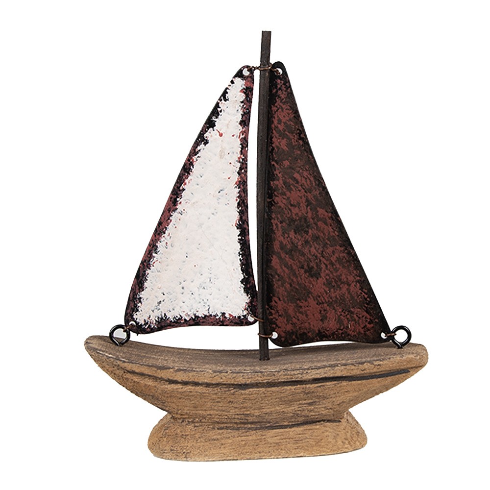 Hnědá dekorativní miniaturní dekorace loďka Nauticco - 11*3*13 cm Clayre & Eef