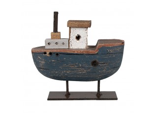 Modrá dekorativní miniaturní dekorace loďka - 10*3*10 cm