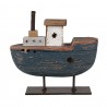 Modrá dekorativní miniaturní dekorace loďka na podstavci - 10*3*10 cm Barva: modro-šedá, hnědá, bílá antikMateriál: dřevo/ kovHmotnost: 0,078 kg