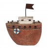 Červená dekorativní miniaturní dekorace loďka - 10*4*12 cm Barva: červená, hnědá, bílá antikMateriál: dřevo/ kovHmotnost: 0,052 kg