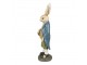 Dekorace králičí taťka v modrém saku s vajíčky - 17*10*38 cm
