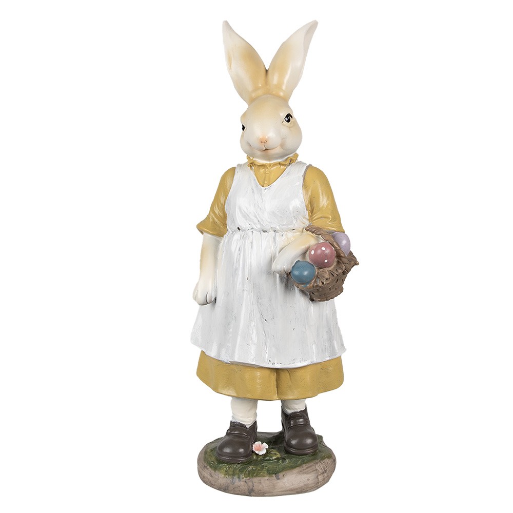 Dekorace králičí mamka v bílé zástěře s vajíčky - 14*11*38 cm