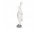 Bílá dekorace socha králík v obleku - 9*8*30 cm