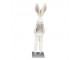 Dekorace socha bílý zajíc ve vestičce - 9*13*36 cm