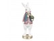 Dekorace bílý králík v košili a s vajíčkem - 11*10*26 cm