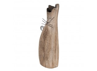 Přírodní dřevěná sekorace socha kočka - 14*7*26 cm