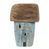 Modrá přírodní dřevěná dekorace domek - 6*4*10 cm Barva: modrá, hnědáMateriál: dřevoHmotnost: 0,05 kg