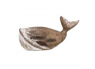 Hnědo-bílá dřevěná dekorace Velryba - 39*15*21 cm