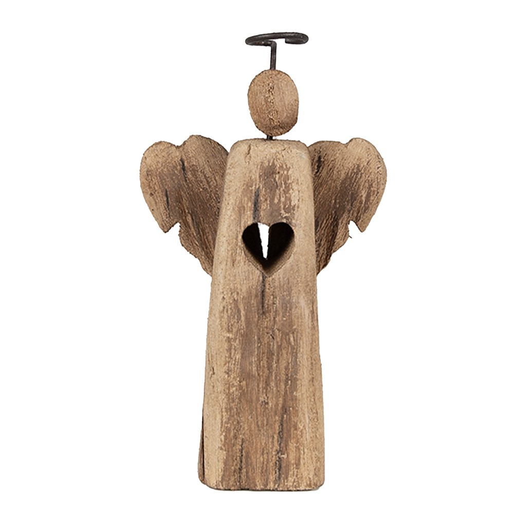 Dekorace dřevěný anděl Antique se srdíčkem - 13*5*22 cm