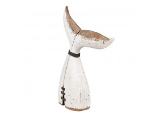 Bílá antik dřevěná dekorace velrybí ocas - 27*10*45 cm