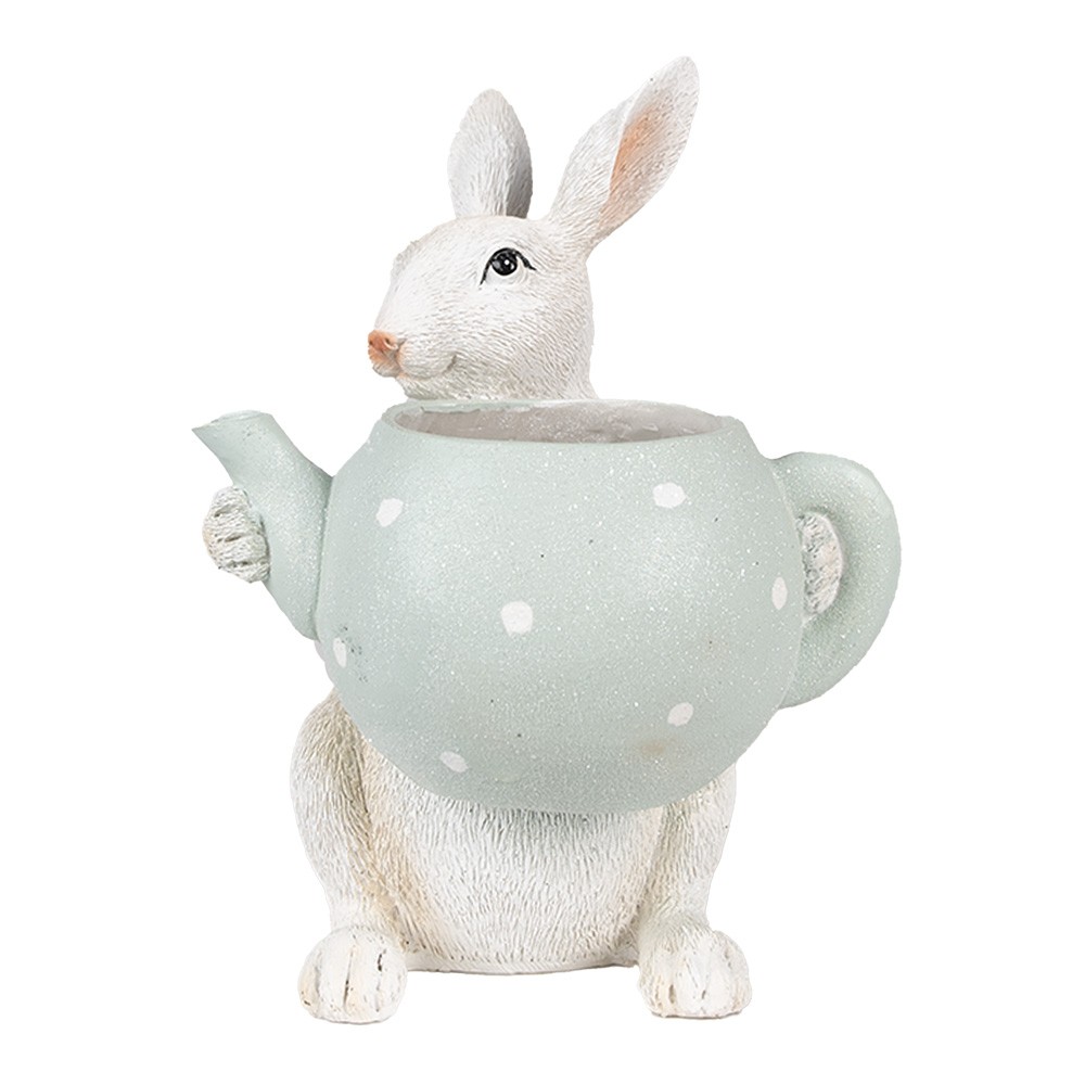 Dekorace králík s květináčkem ve tvaru konvičky - 17*17*23 cm Clayre & Eef