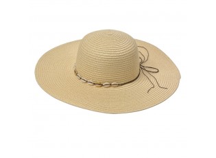 Béžový dámský klobouk s mušličkami