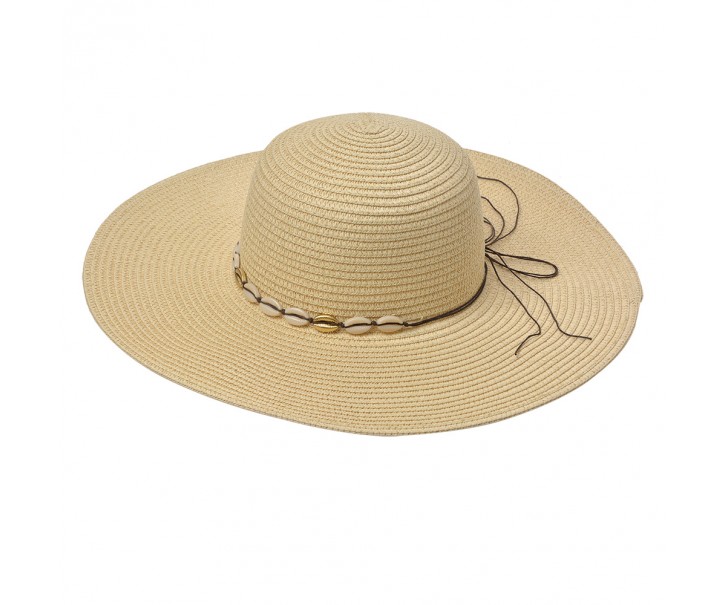 Béžový dámský klobouk s mušličkami